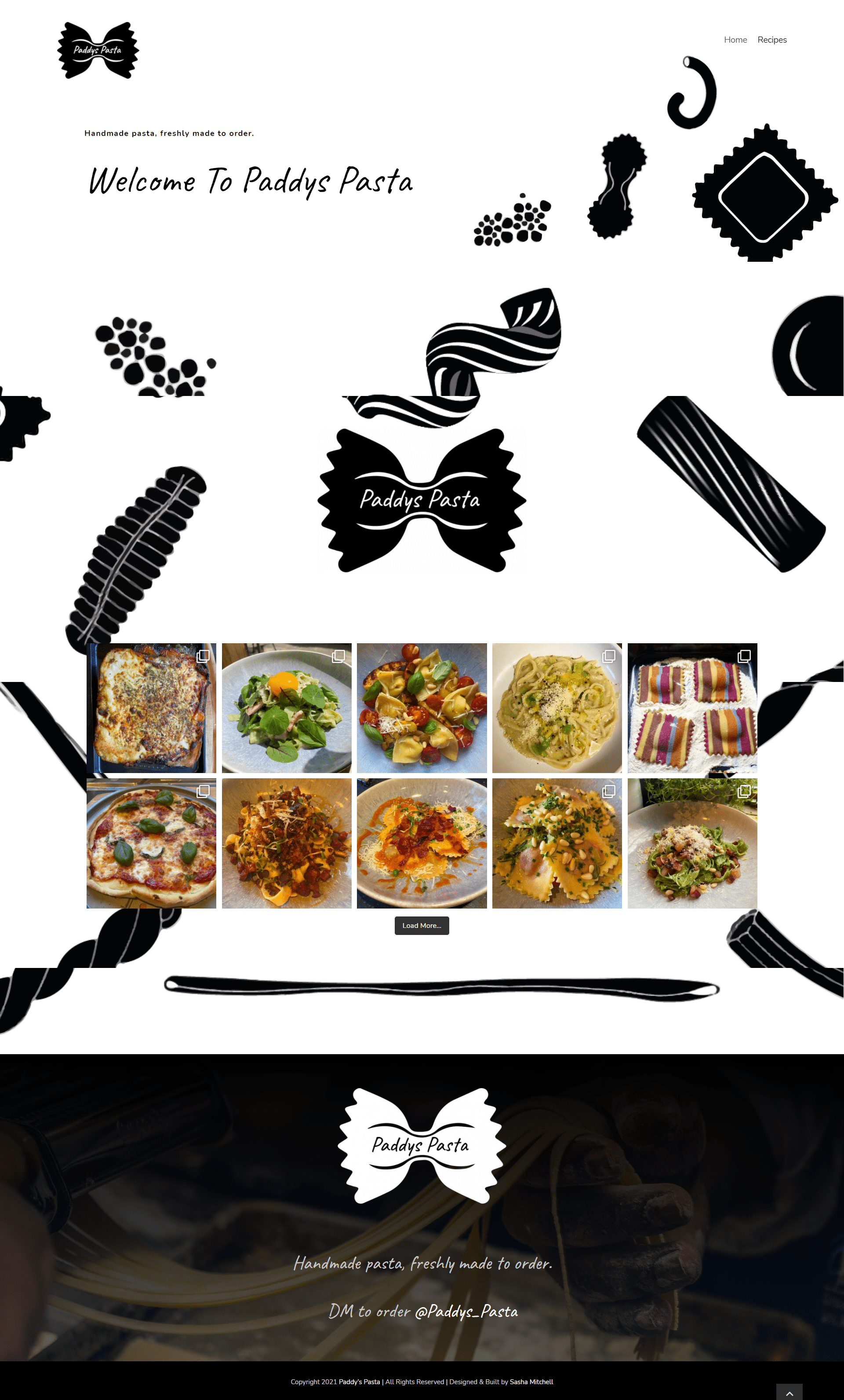 Paddys Pasta Website Screenshot