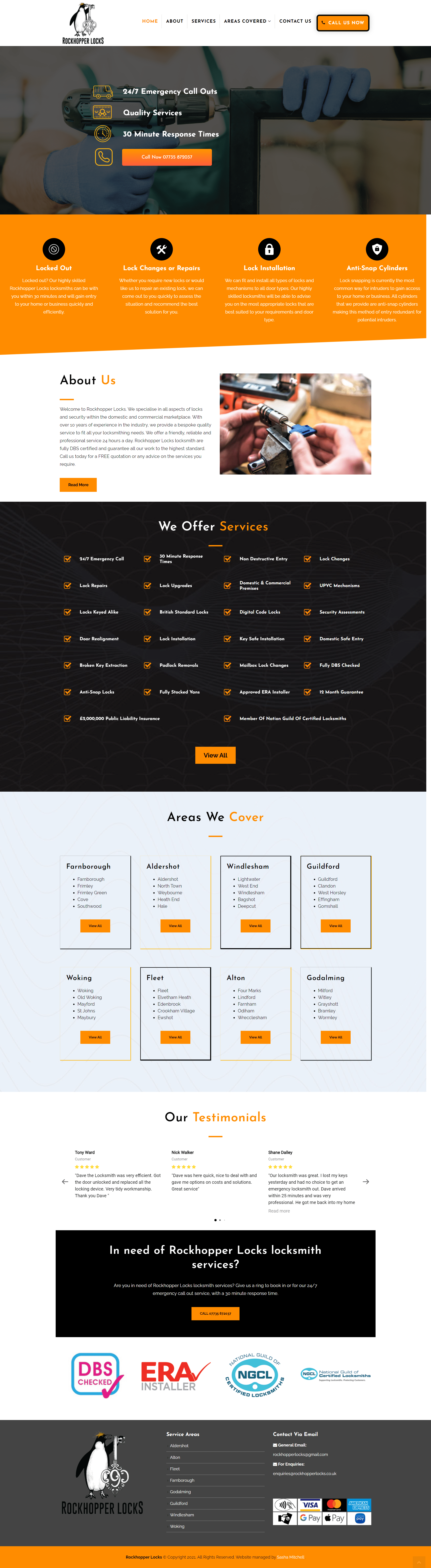 Rockhopper Locks Website Maintenance and SEO Homepage Chell Web & Design