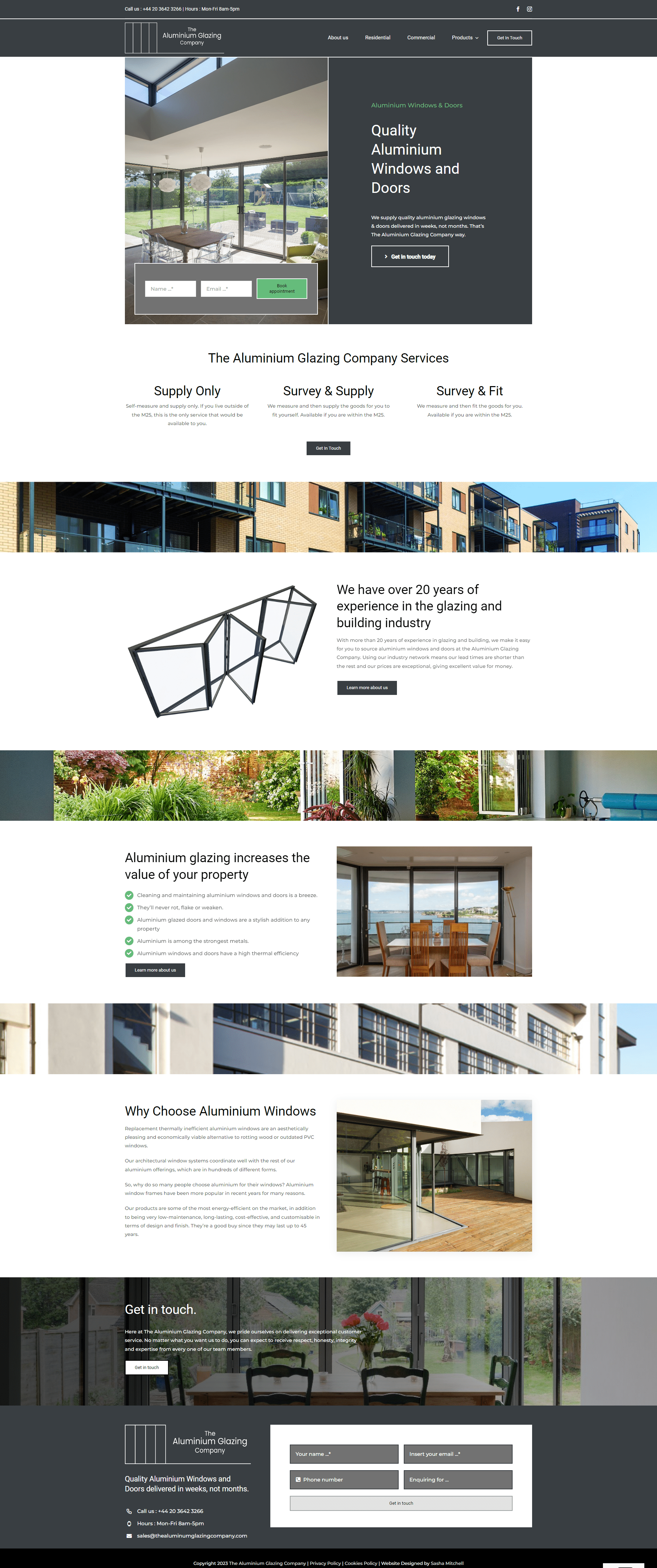 The Aluminium Glazing Company Homepage Website design SEO web project case study Chell Web & Design