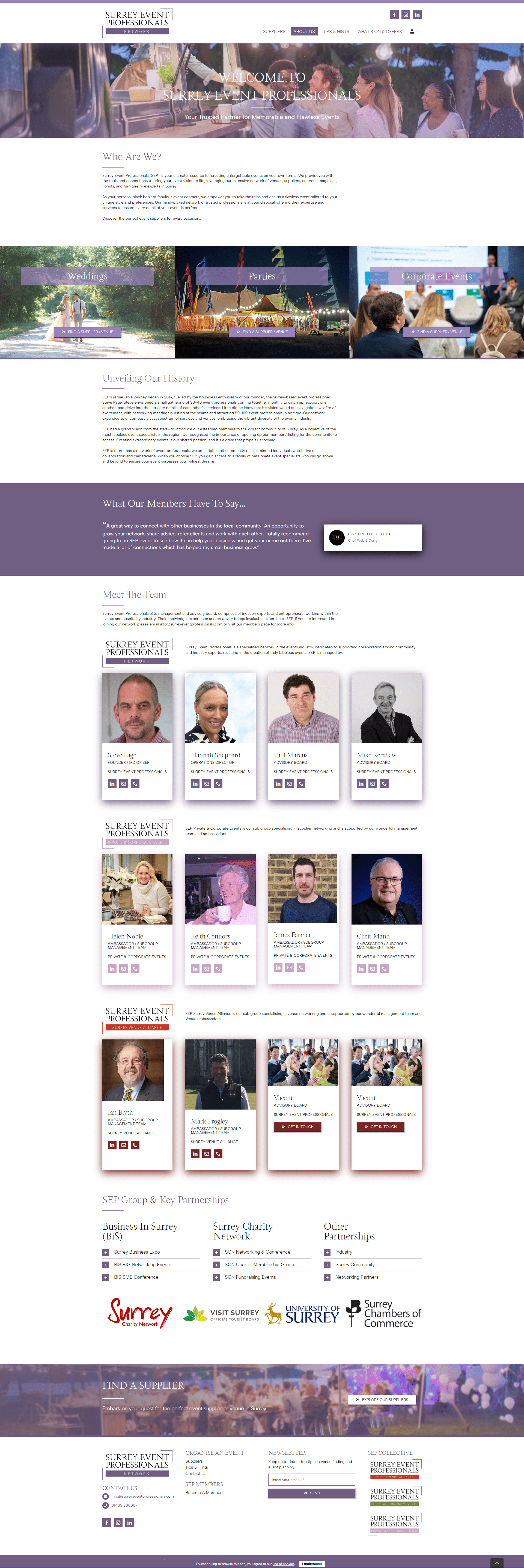 Surrey Event Professionals Case Study Website Design & Build