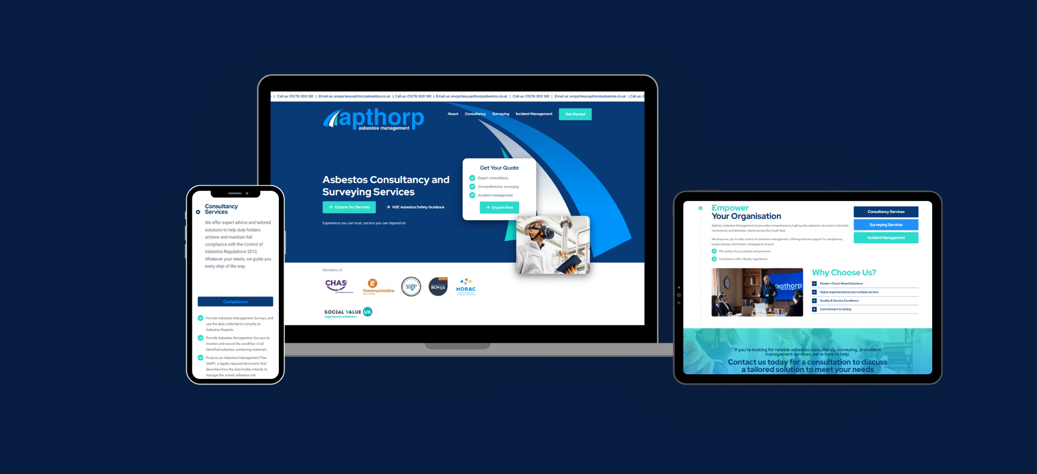 APthorp asbestos managment Cgell web design website creation